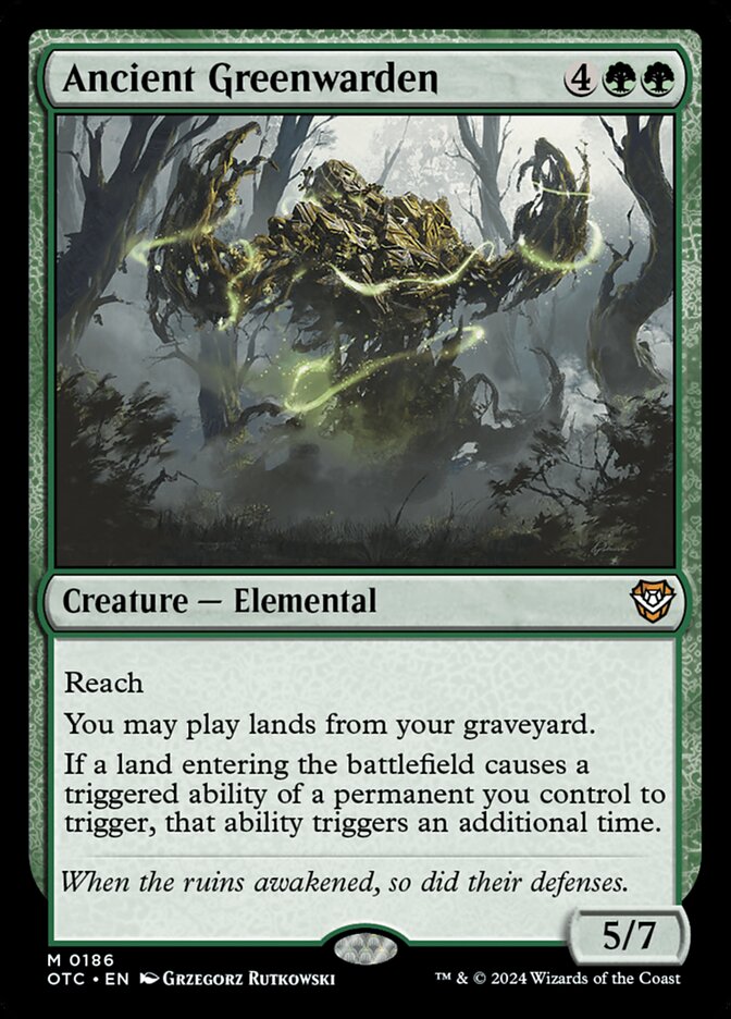 Ancient Greenwarden 186 - Outlaws of Thunder Junction Commander MTG card