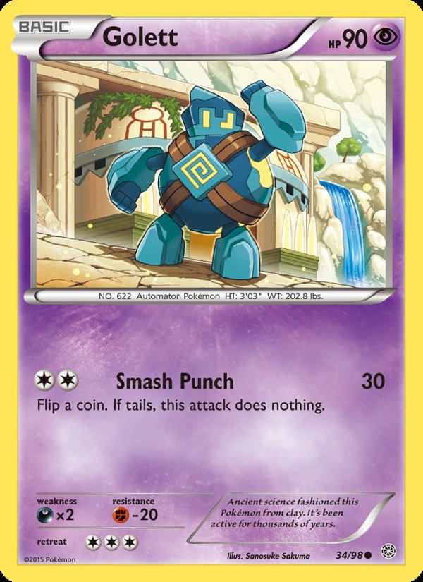 Golett 34/98 - Ancient Origins Pokemon card