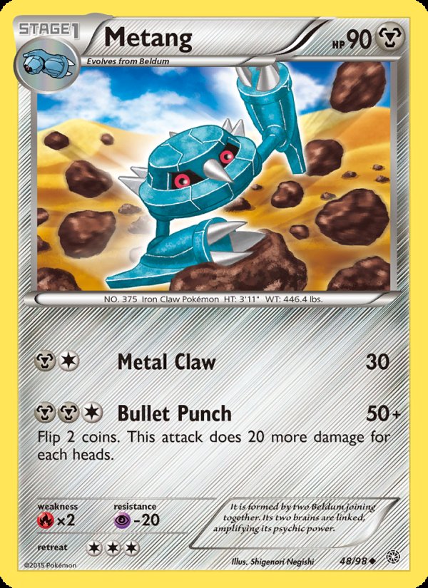 Metang 48/98 - Ancient Origins Pokemon card