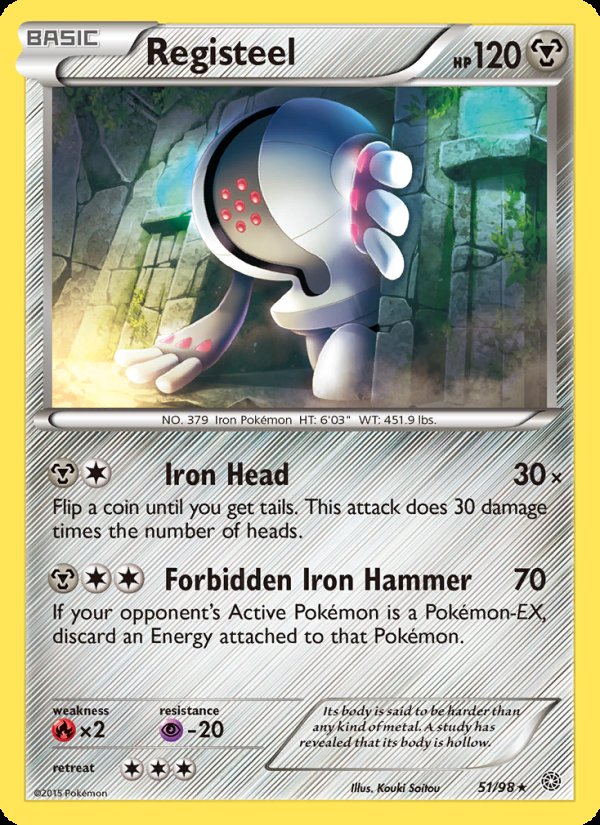 Registeel 51/98 - Ancient Origins Pokemon card