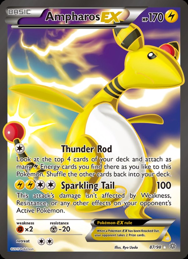 Ampharos EX 87/98 - Ancient Origins Pokemon card