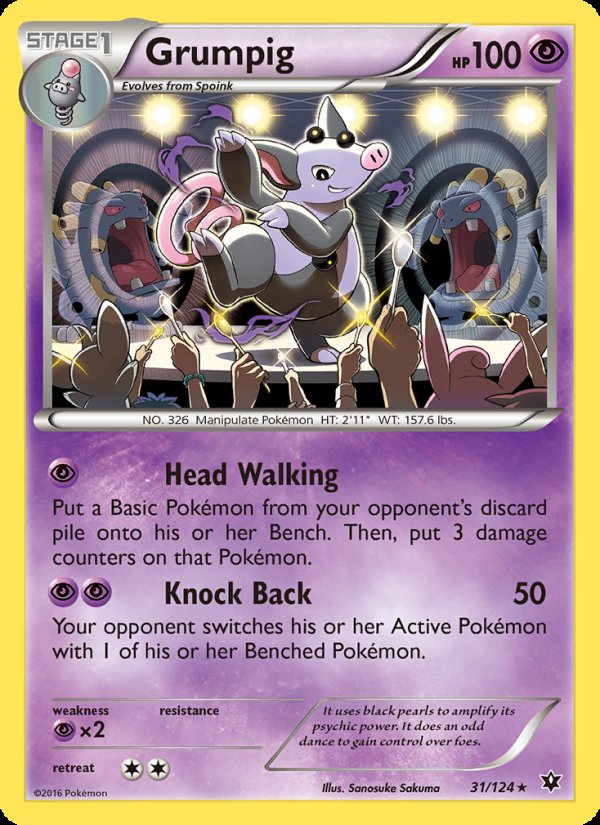 Grumpig 31/124 - Fates Collide Pokemon card