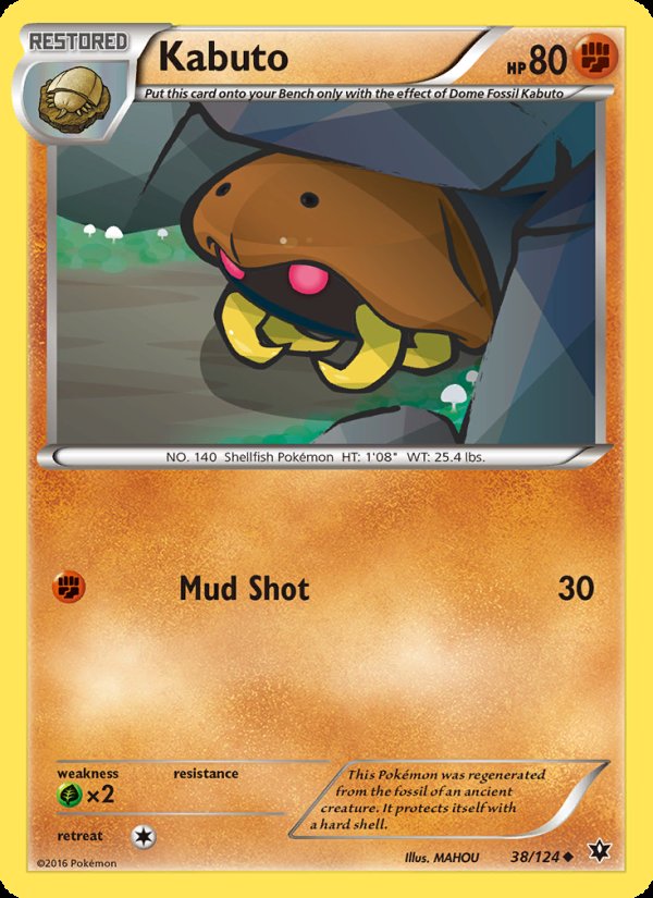 Kabuto 38/124 - Fates Collide Pokemon card