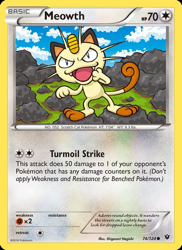 Meowth 74/124 - Fates Collide Pokemon card