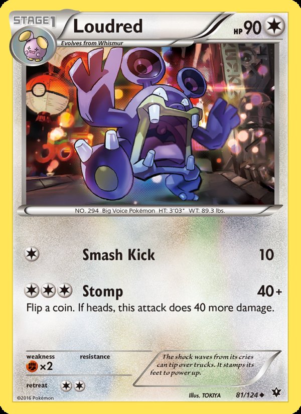 Loudred 81/124 - Fates Collide Pokemon card