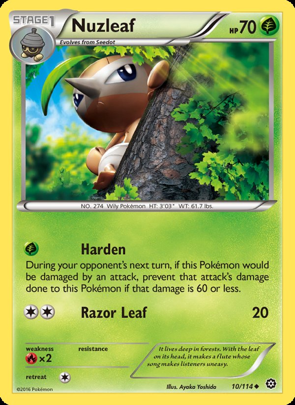 Nuzleaf 10/114 - Steam Siege Pokemon card