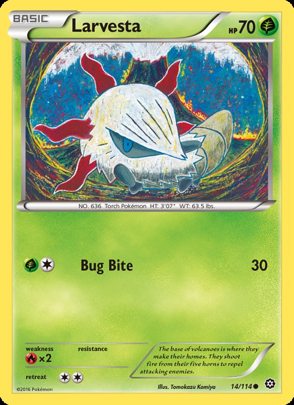 Larvesta 14/114 - Steam Siege Pokemon card
