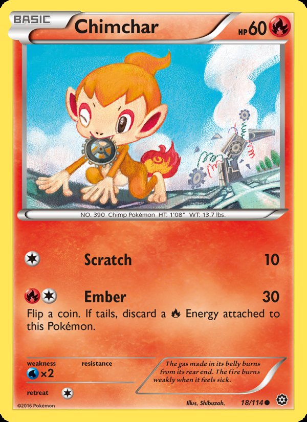 Chimchar 18/114 - Steam Siege Pokemon card