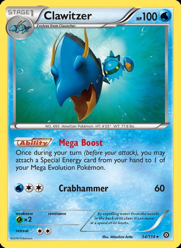 Clawitzer 34/114 - Steam Siege Pokemon card