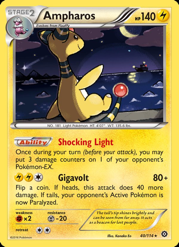 Ampharos 40/114 - Steam Siege Pokemon card
