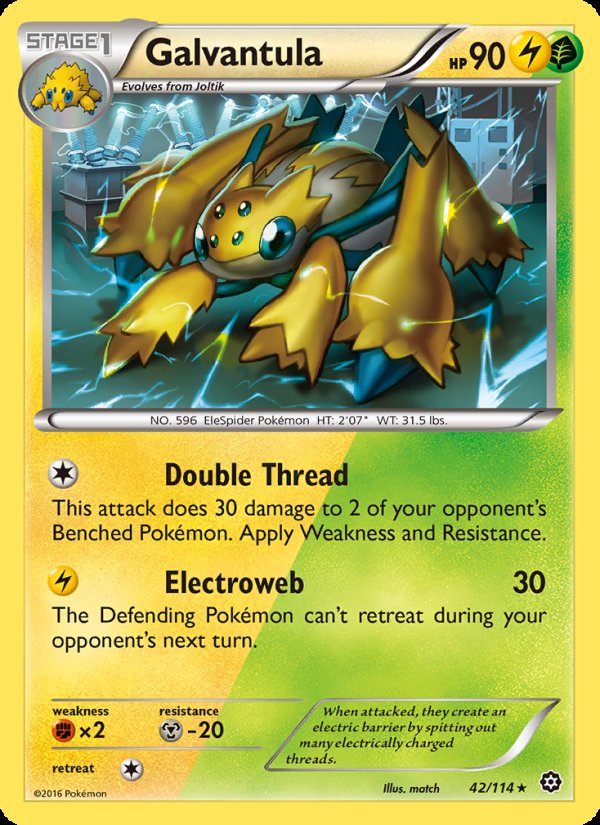 Galvantula 42/114 - Steam Siege Pokemon card