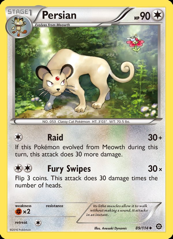 Persian 89/114 - Steam Siege Pokemon card