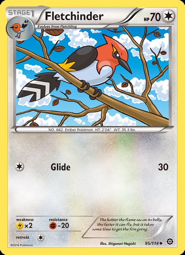 Fletchinder 95/114 - Steam Siege Pokemon card
