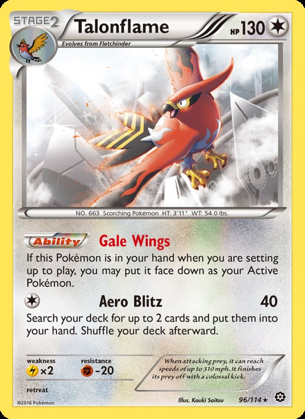 Talonflame 96/114 - Steam Siege Pokemon card