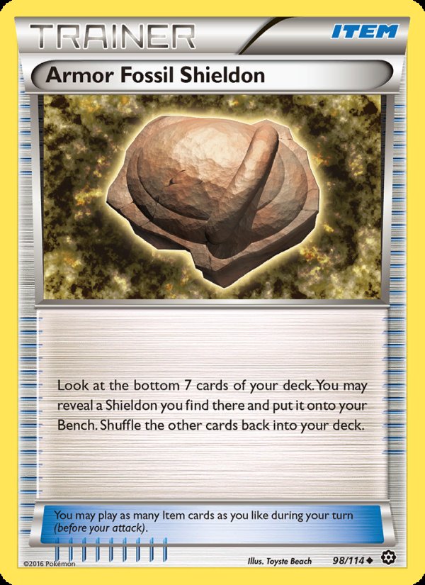 Armor Fossil Shieldon 98/114 - Steam Siege Pokemon card