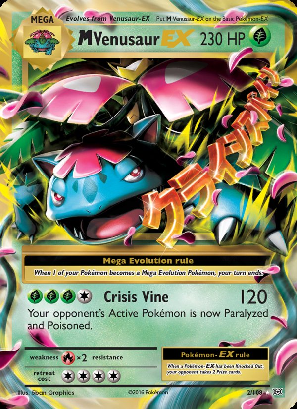 M Venusaur EX 2/108 - Evolutions Pokemon card