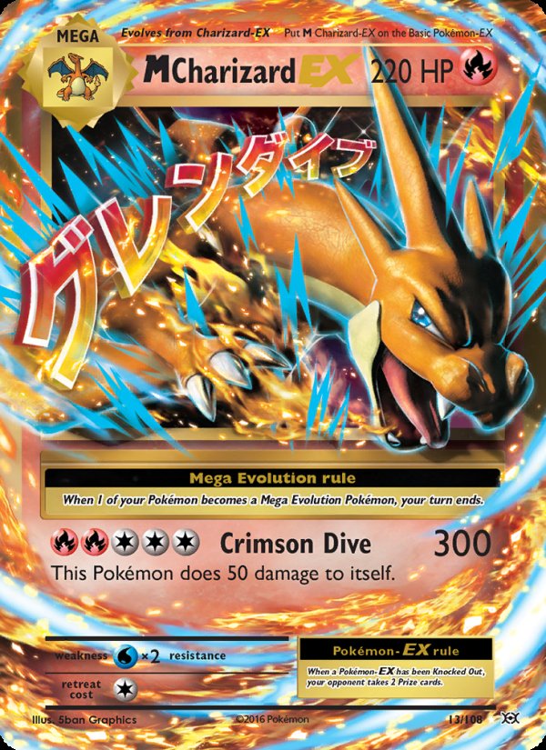 M Charizard EX 13/108 - Evolutions Pokemon card