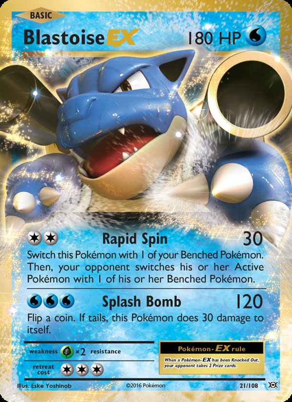 Blastoise EX 21/108 - Evolutions Pokemon card