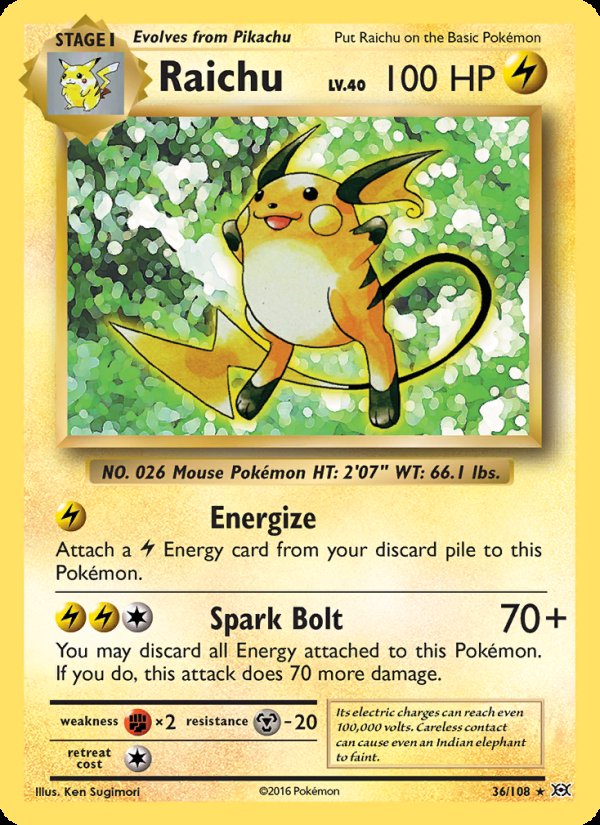 Raichu 36/108 - Evolutions Pokemon card