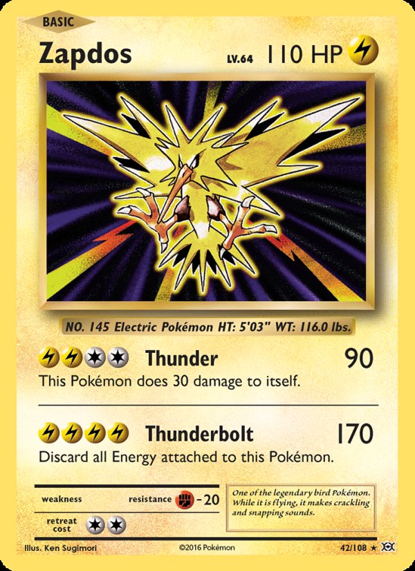 Zapdos 42/108 - Evolutions Pokemon card