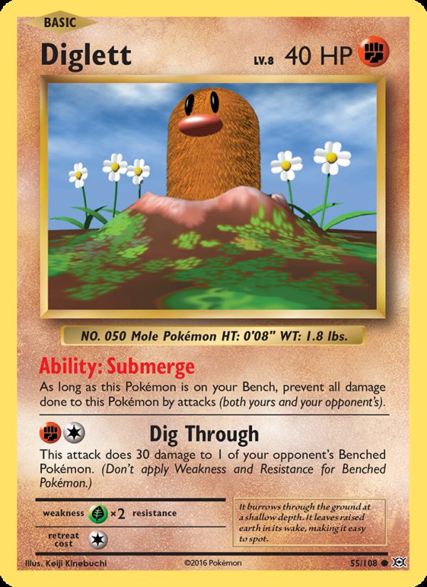 Diglett 55/108 - Evolutions Pokemon card