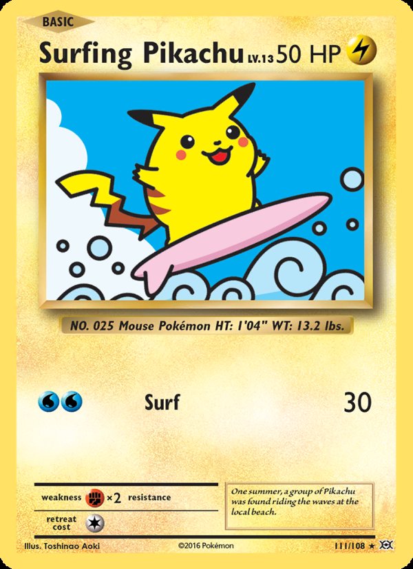 Surfing Pikachu 111/108 - Evolutions Pokemon card