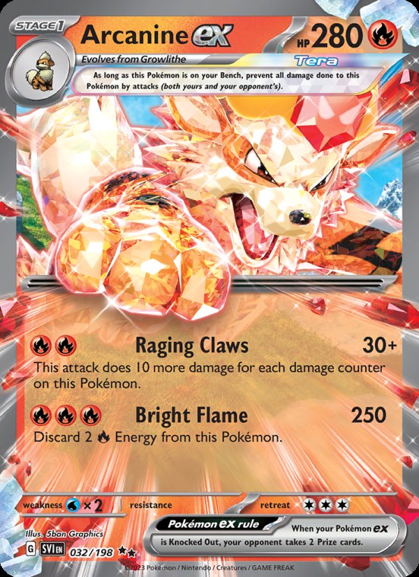 Arcanine ex 032/198 - Scarlet & Violet Pokemon card