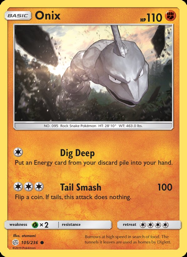 Onix 105/236 - Cosmic Eclipse Pokemon card