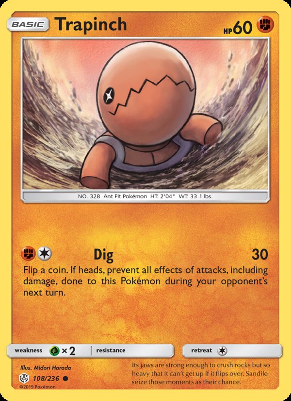 Trapinch 108/236 - Cosmic Eclipse Pokemon card