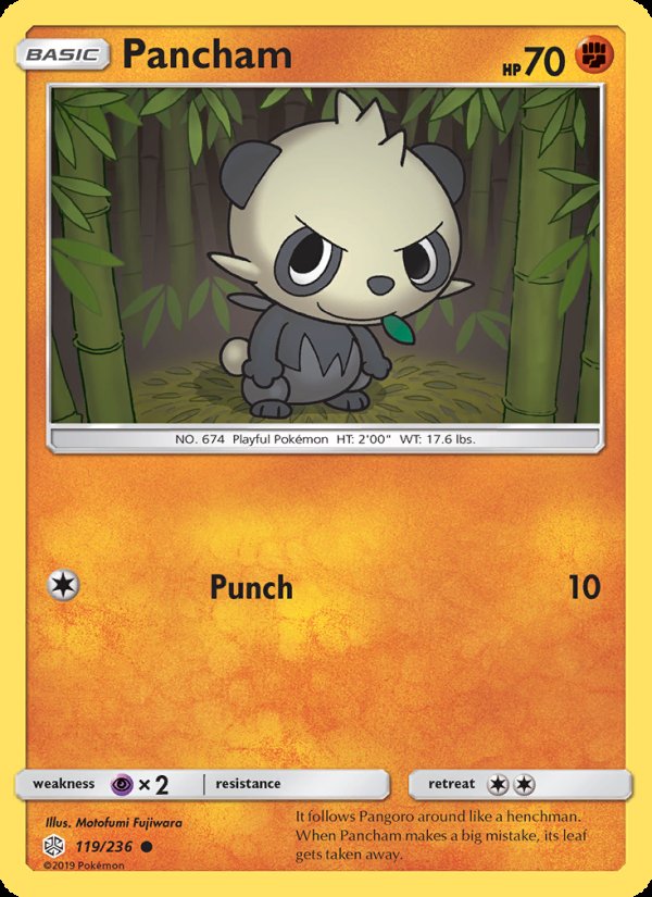 Pancham 119/236 - Cosmic Eclipse Pokemon card
