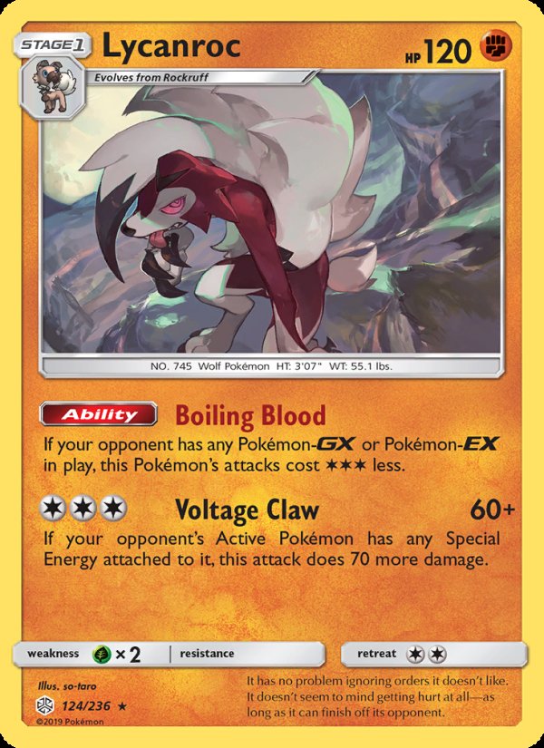 Lycanroc 124/236 - Cosmic Eclipse Pokemon card