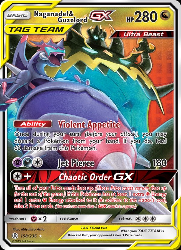 Naganadel & Guzzlord GX 158/236 - Cosmic Eclipse Pokemon card