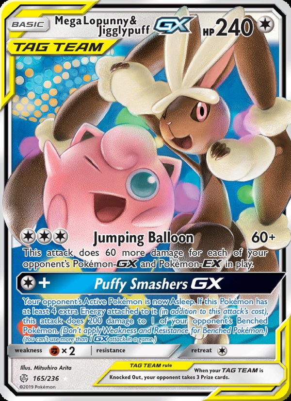Mega Lopunny & Jigglypuff GX 165/236 - Cosmic Eclipse Pokemon card