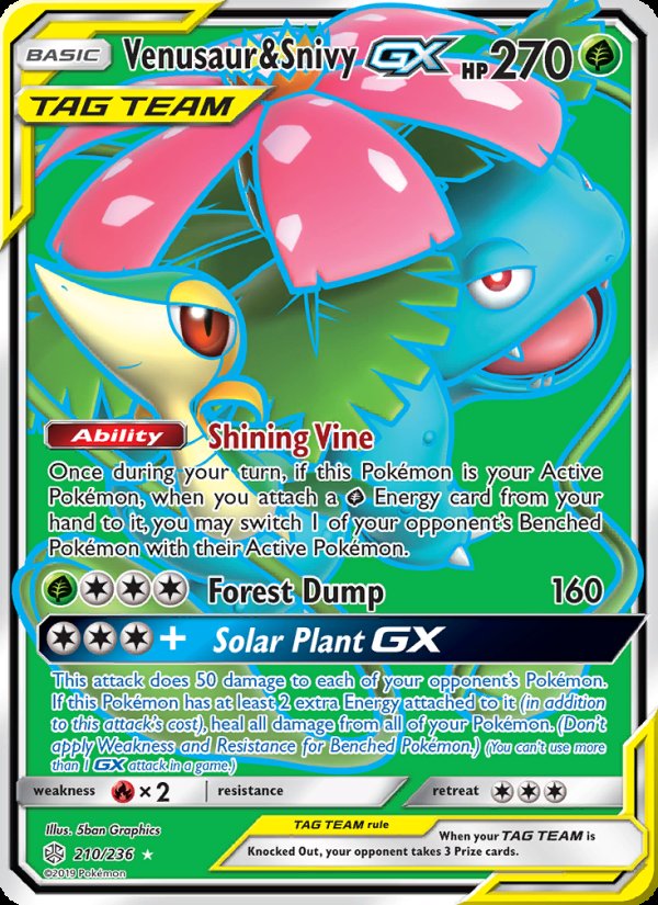 Venusaur & Snivy GX 210/236 - Cosmic Eclipse Pokemon card