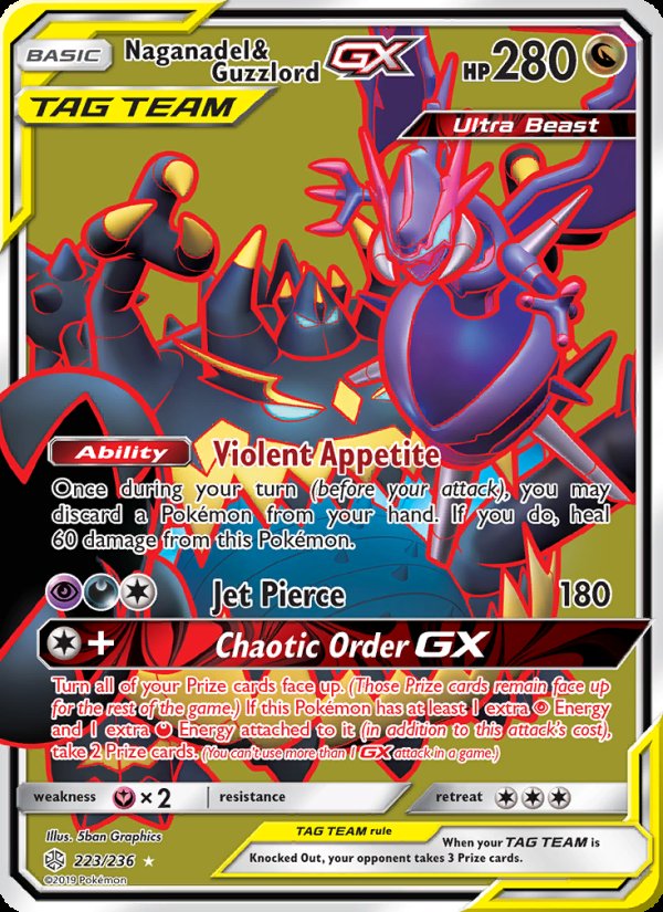 Naganadel & Guzzlord GX 223/236 - Cosmic Eclipse Pokemon card