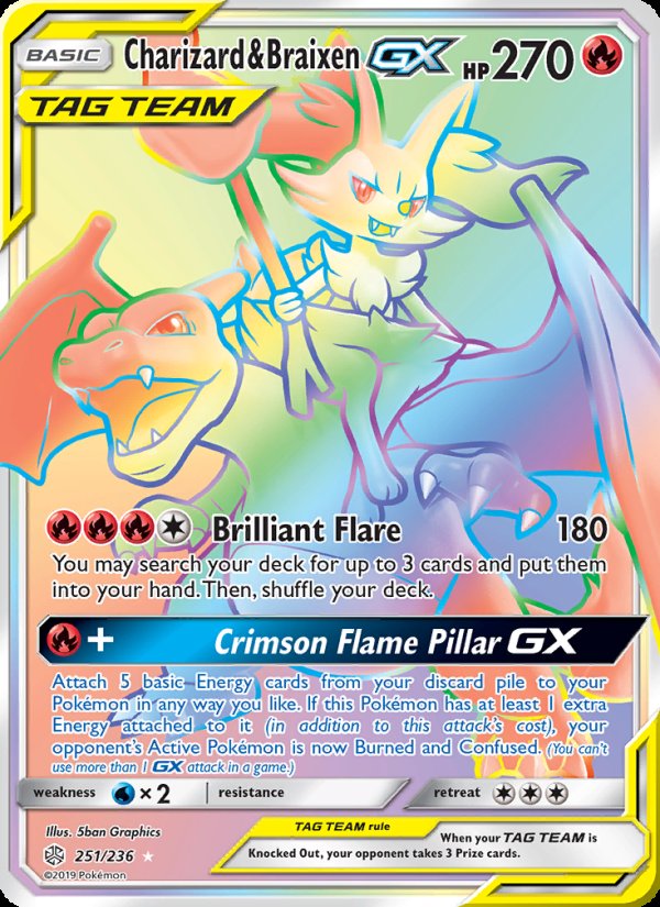 Charizard & Braixen GX 251/236 - Cosmic Eclipse Pokemon card