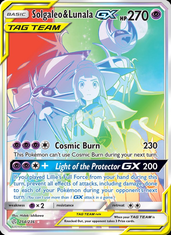 Solgaleo & Lunala GX 254/236 - Cosmic Eclipse Pokemon card