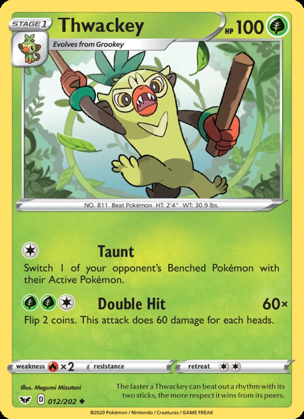 Thwackey 12/202 - Sword & Shield Pokemon card