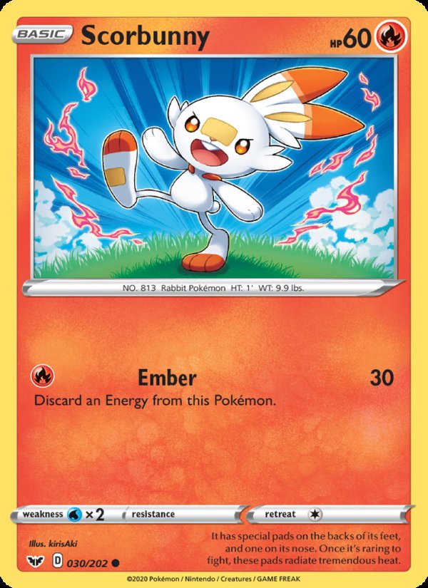 Scorbunny 30/202 - Sword & Shield Pokemon card