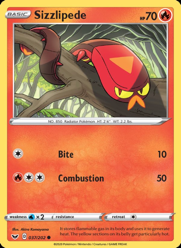 Sizzlipede 37/202 - Sword & Shield Pokemon card