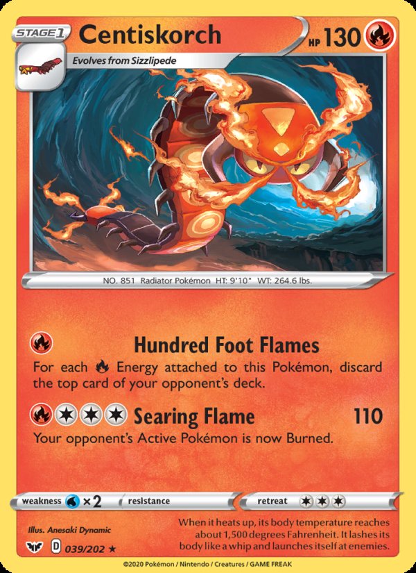 Centiskorch 39/202 - Sword & Shield Pokemon card