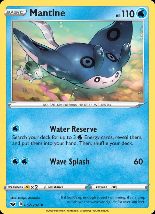Mantine 52/202 - Sword & Shield Pokemon card