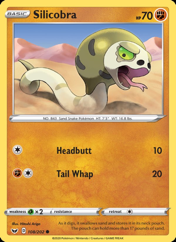 Silicobra 108/202 - Sword & Shield Pokemon card
