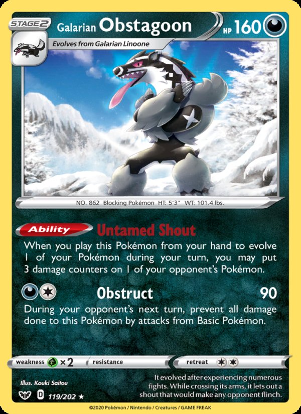 Galarian Obstagoon 119/202 - Sword & Shield Pokemon card