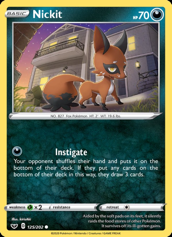 Nickit 125/202 - Sword & Shield Pokemon card
