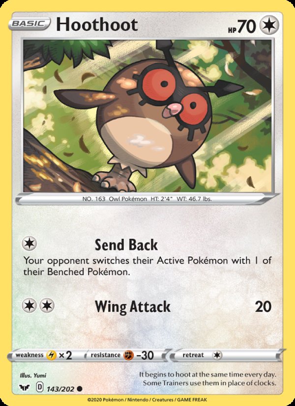 Hoothoot 143/202 - Sword & Shield Pokemon card