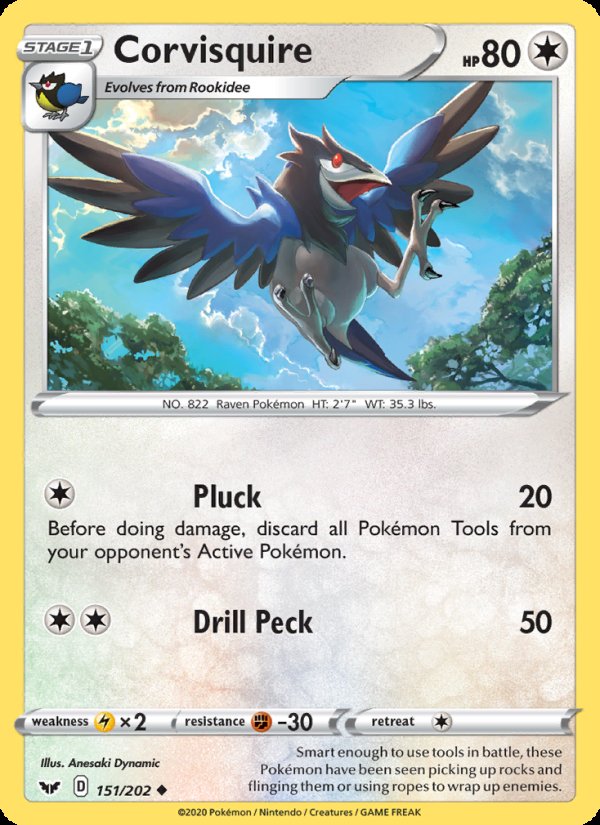 Corvisquire 151/202 - Sword & Shield Pokemon card