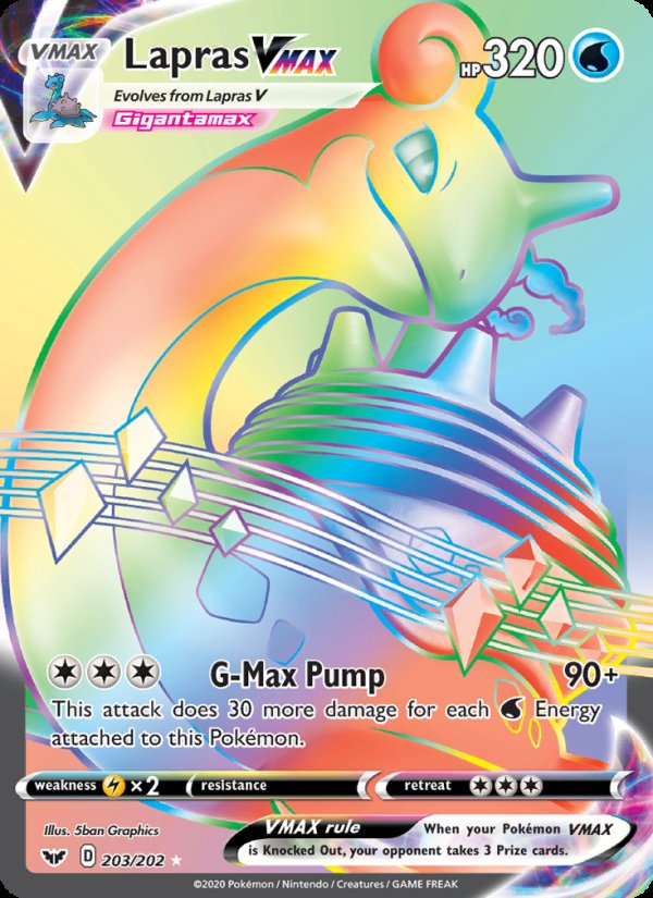 Lapras VMAX 203/202 - Sword & Shield Pokemon card