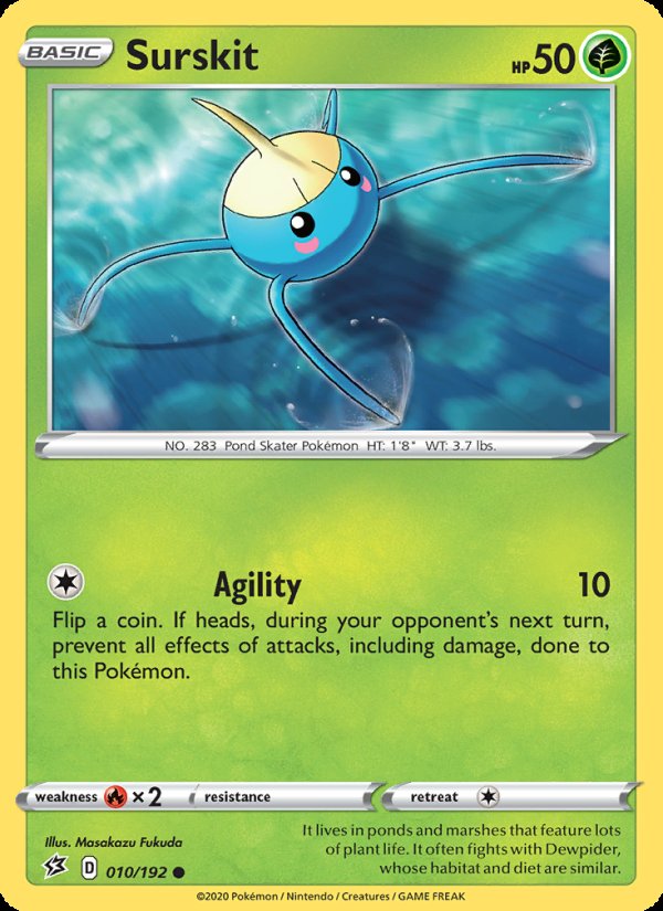 Surskit 10/192 - Rebel Clash Pokemon card