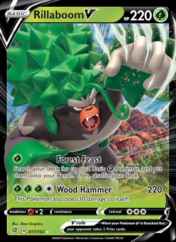 Rillaboom V 17/192 - Rebel Clash Pokemon card